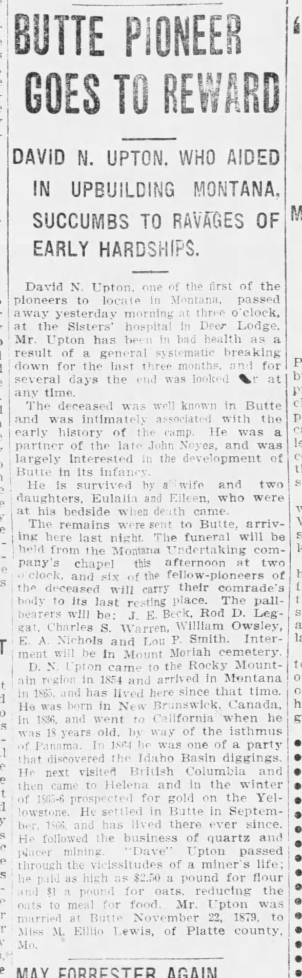 Clipping from The Butte Miner